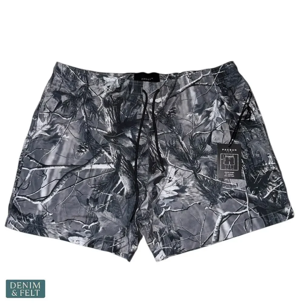 PacSun Grey Camo Swim Trunks‎ Men’s Medium 4.5” Inseam 15” Outseam NEW